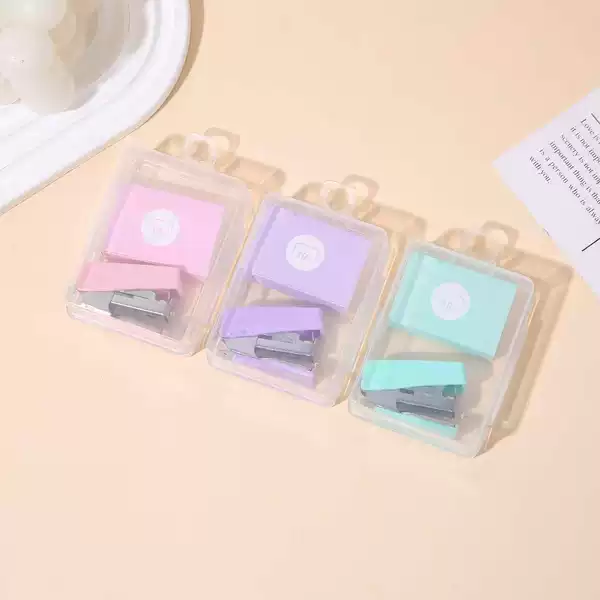 No. 10 Mini Stapler and Staple Set, Labor-Saving and Lightweight, Macaron-Style Compact Stapler, Office Binding Staples