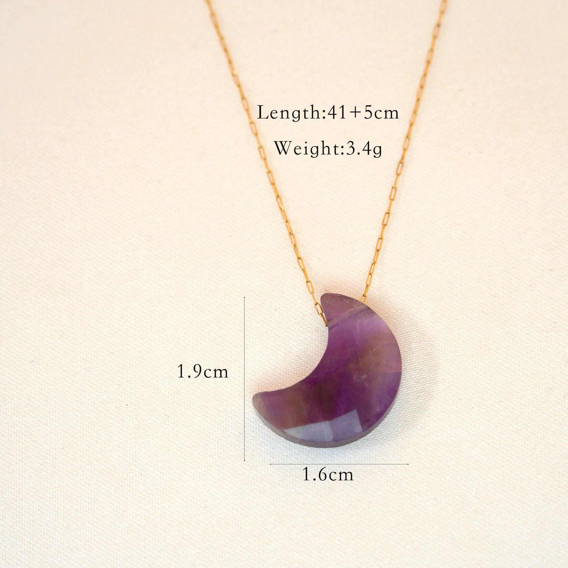 Casual Occasion Simple Style Moon Natural Stone Titanium Steel 14K Gold Plated Necklace In Bulk