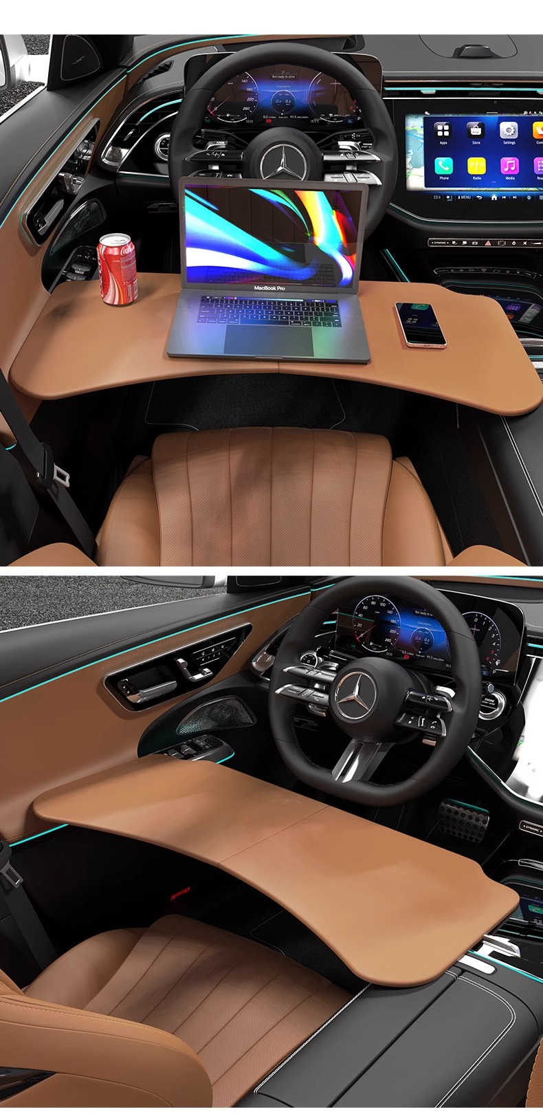 23-25 Models of Mercedes-Benz Universal Car Table, 5 Series Car Desk, Foldable and Portable for Car Use