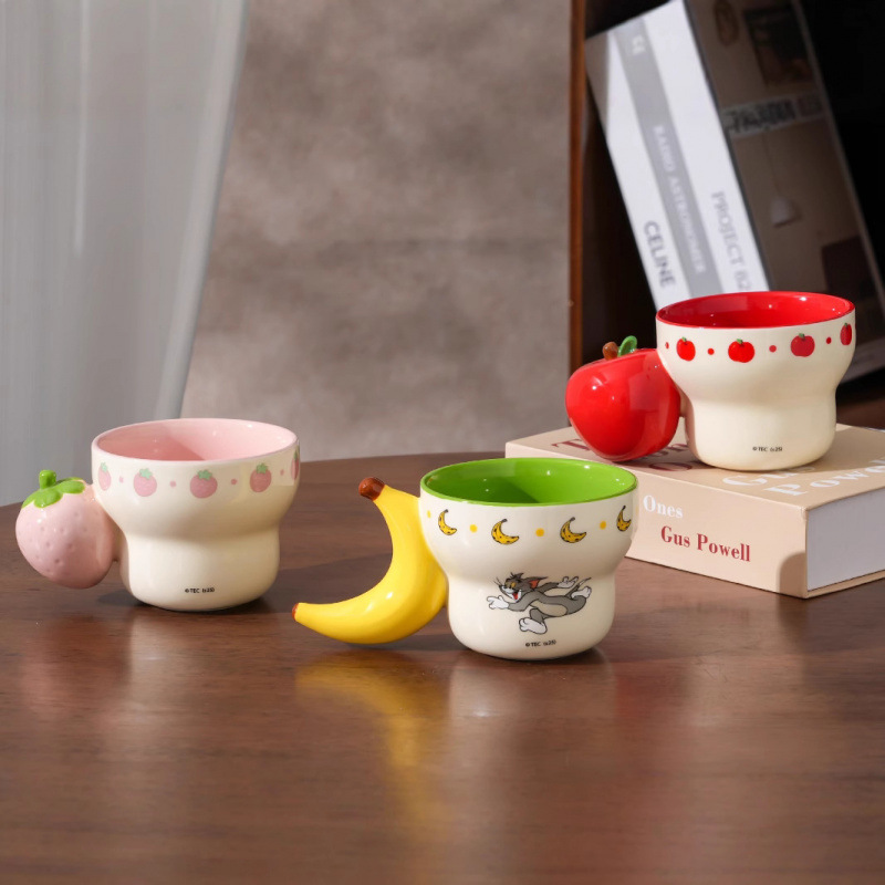 Auténtico autorizado gato y ratón personalidad creativa de dibujos animados tazas de cerámica taza de desayuno taza de regalo de mano alta