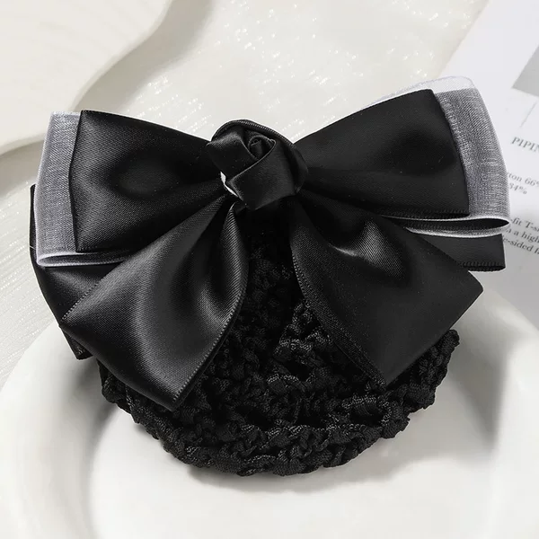 South Korea sweet simple bow flower rose hair net bank nurse hotel stewardess hair pocket