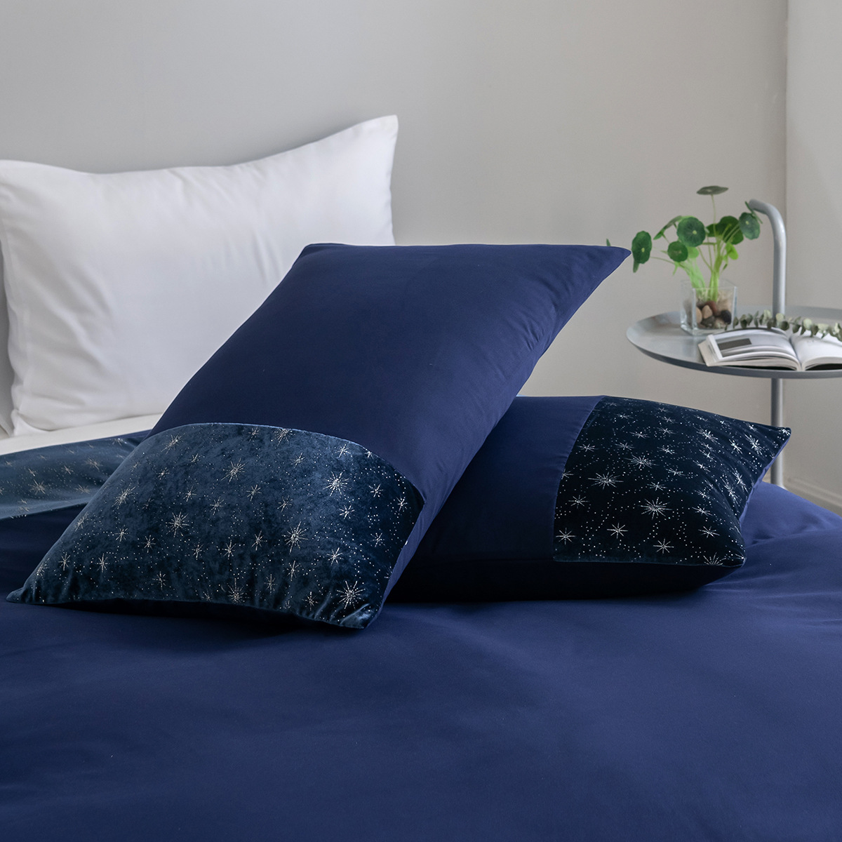 外贸家纺床上用品亚马逊美国跨境爆品纯色拼接烫金绒三件套批发