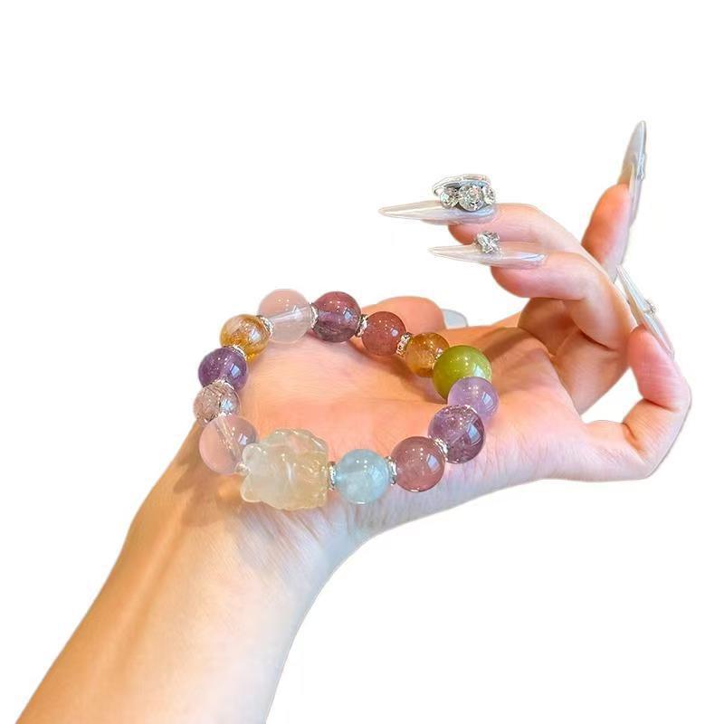 天然水晶マルチジュエリーブレスレット卸売ライト高級九尾キツネ角砂糖ビーズブレスレット女性のための Douyin レッドブックホットスタイル高品質|undefined