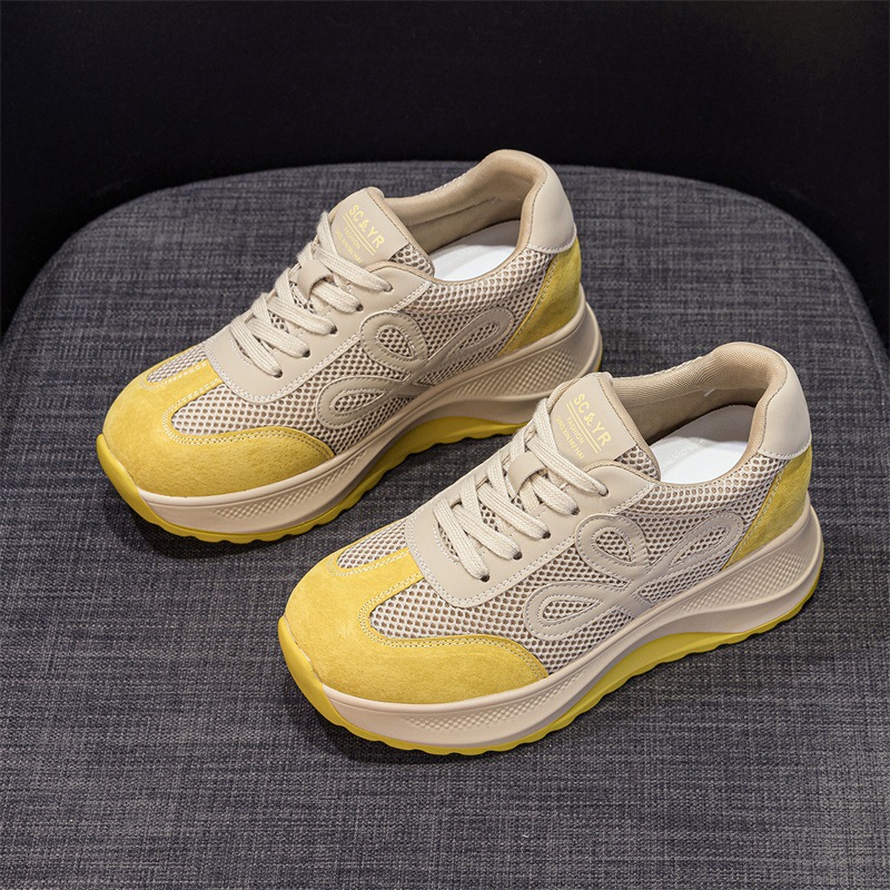Giày sneaker nữ đế dày phong cách Đức phối da lộn màu đỏ Ancola — M2915 mạng đôi màu vàng, M2915- Mạng trong suốt 1m màu, M2915-1 lưới trong suốt màu vàng, M2915 mạng kép màu đỏ