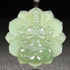天然阿富汗白玉吊坠玉色观音佛关公龙凤对玉石挂件吊坠