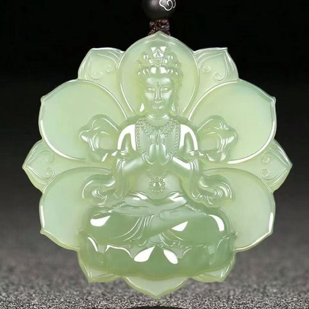 天然阿富汗白玉吊坠玉色观音佛关公龙凤对玉石挂件吊坠