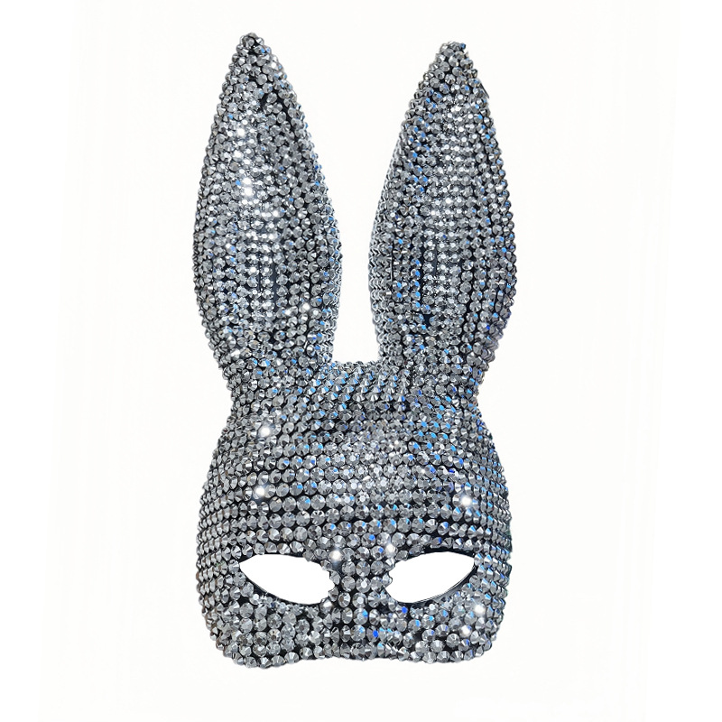 Máscara de conejo con diamantes para fiestas