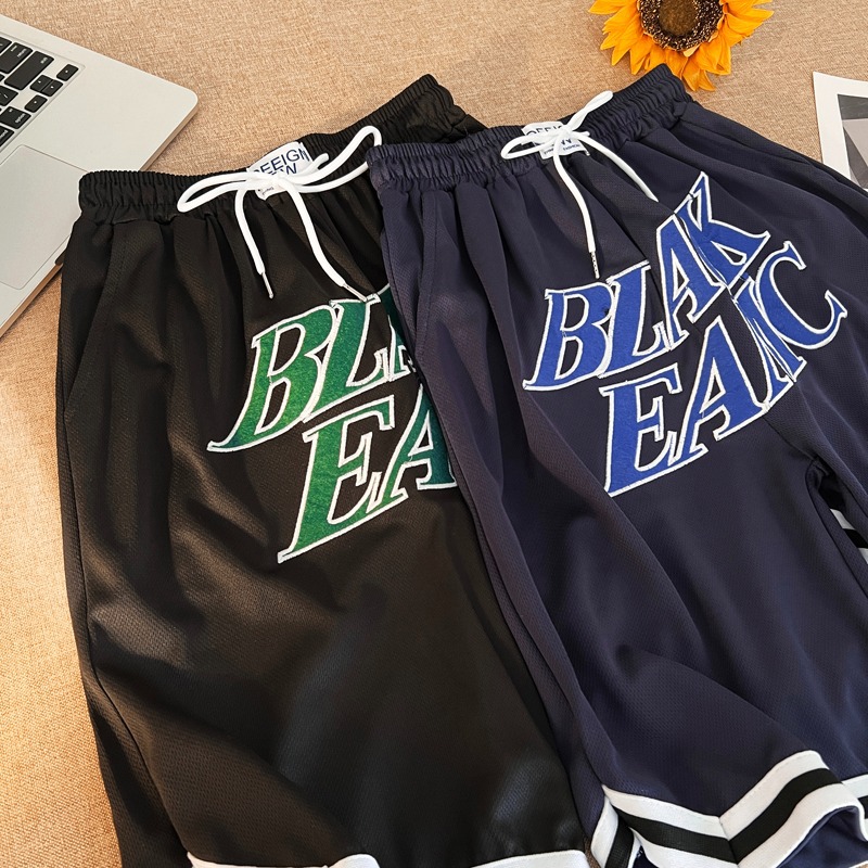 American-style Basketball Embroidered Streetwear Summer Loose-fit Casual Mid-length Sports Shorts Men And Women,_viptrois.com