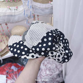 批发韩国2025年新款韩版ins波点拼色头巾鸭舌帽显脸小报童八角帽