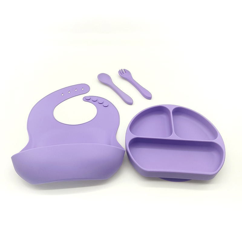 Complemento alimenticio transfronterizo para niños, plato de silicona, plato de suplemento alimenticio para bebés, plato de comida sonriente de seis piezas, vajilla para alimentación maternoinfantil al por mayor