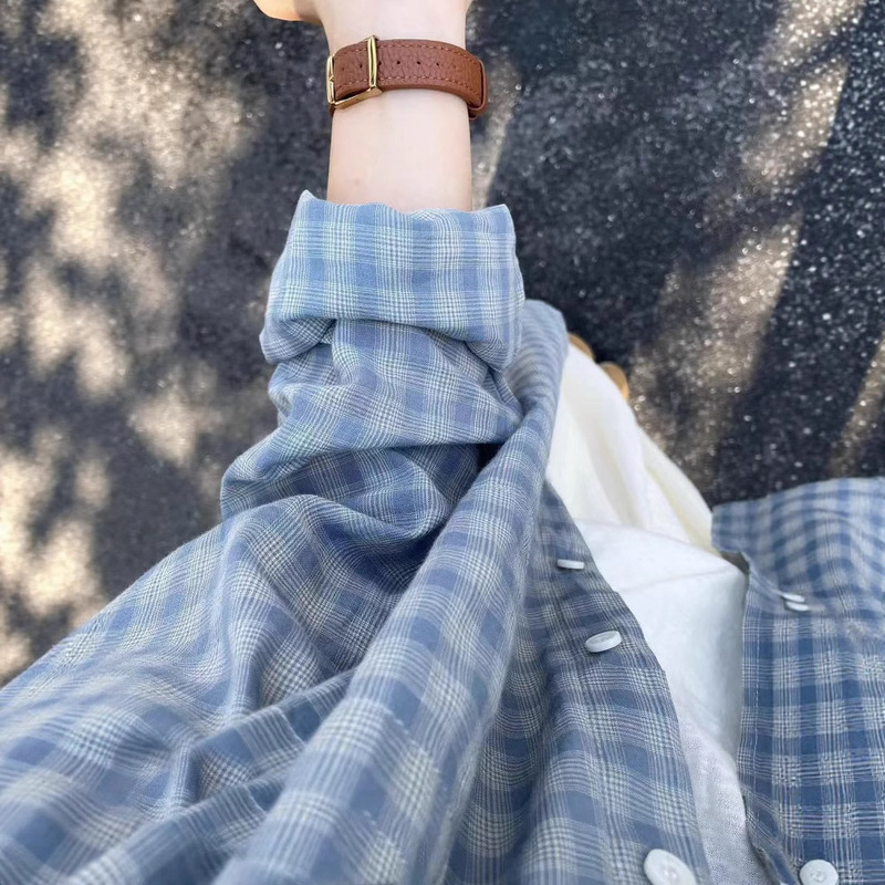 2026 Summer Thin Sun-Protective Plaid Shirt for Women, Loose Fit, Casual Long-Sleeve Shirt, Cardigan, Trendy Outerwear