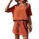 Cross-border Europe and America Amazon 2024 Women's New Short-sleeved suit Women's Stylish Bat Shirt Fashion Shorts Two-piece Set