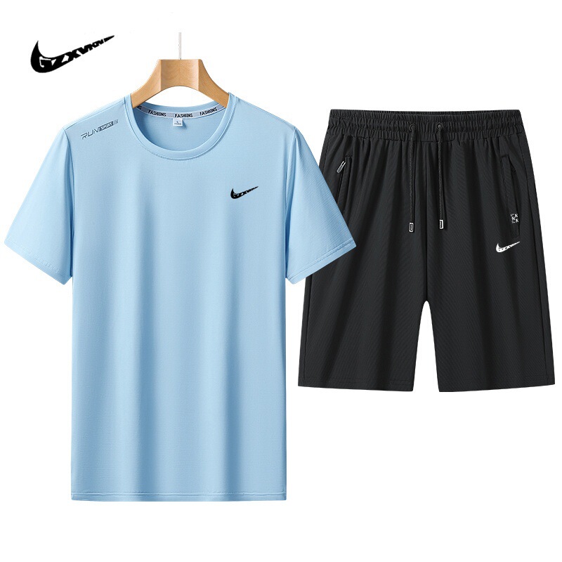 Men's Ice Silk Quick-Drying Short-Sleeved Shorts Summer Couple's Thin Sports Running Loose Half-Sleeved T-Shirt Two-Piece Set Men's Ice Silk Quick-Drying Short-Sleeved Shorts Summer Couple's Thin Sports Running Loose Half-Sleeved T-Shirt Two-Piece Set