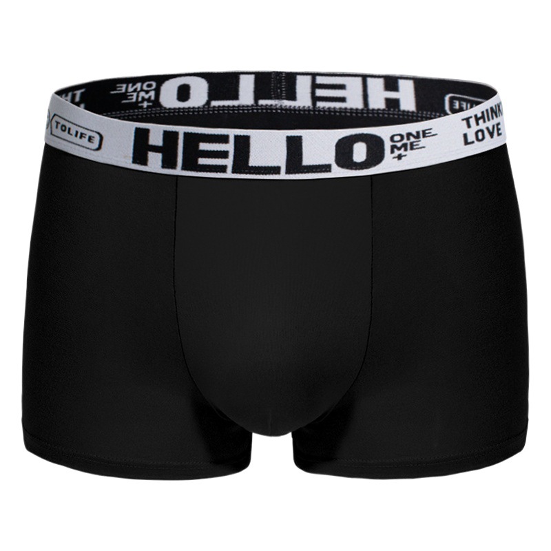 Venta caliente transfronteriza hello ropa interior para hombre 75D cinturón ensanchado seda de leche talla grande transpirable cintura media ropa interior cuadrangular hombres