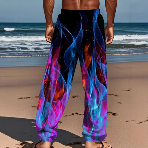2024 Amazon Foreign Trade Cross-border Casual Versatile Color Gradient Letter Men's Casual Pants MR10