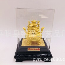 福禄寿喜财绒沙金摆件聚宝盆绒沙金工艺品保险会销礼品量大价优