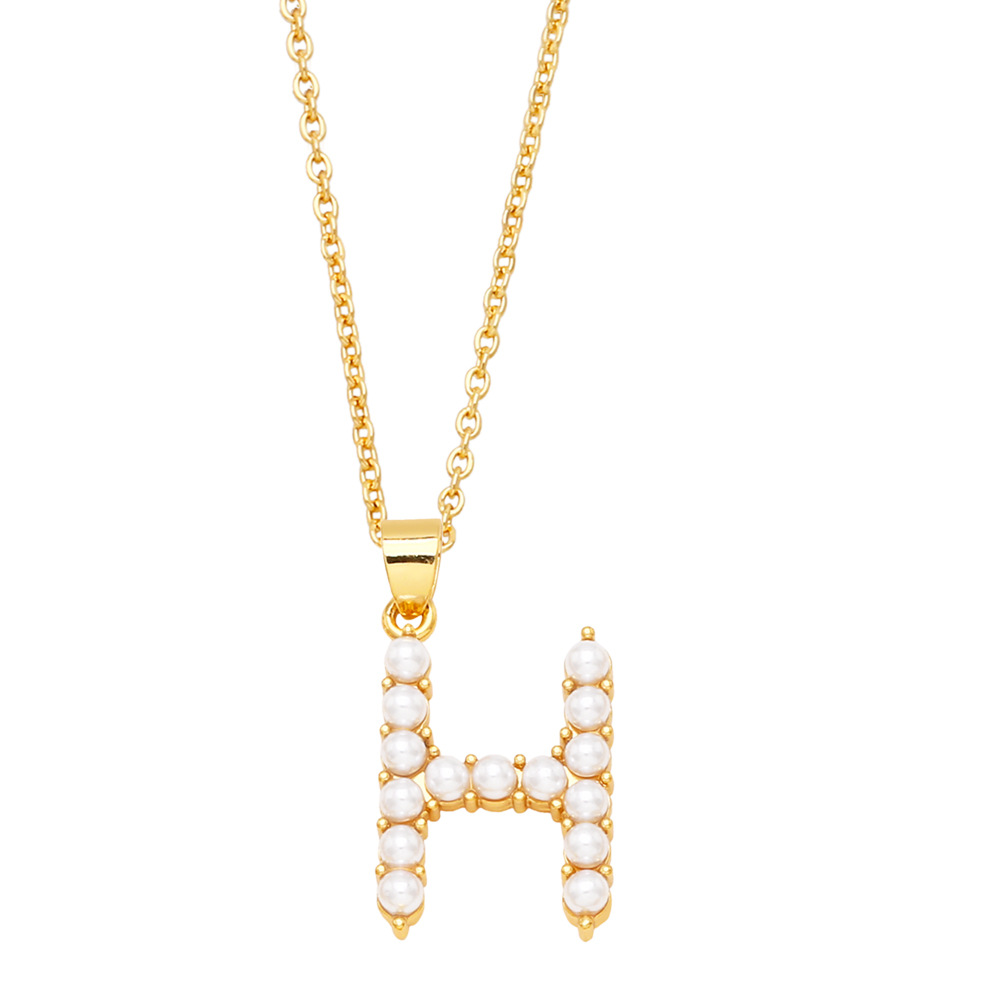1 Piece Quantity Fashion Letter Imitation Pearl Copper Plating Pendant Necklace 1 Piece