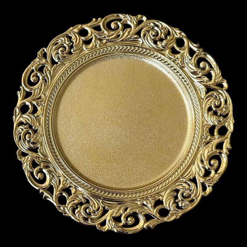 Cross-Border Charger Plates European-Style Carved Wedding Party Hotel Dinner Pp Decorative Plates Direct from the Factory Cross-Border Charger Plates European-Style Carved Wedding Party Hotel Dinner Pp Decorative Plates Direct from the Factory