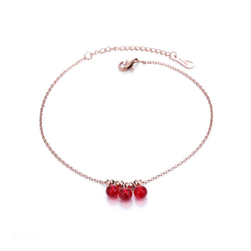 New Korean Style Titanium Steel Rose Gold Rose Foot Chain for Women, Simple Double Layer Geometric Student Foot Ring Small Accessory Wholesale