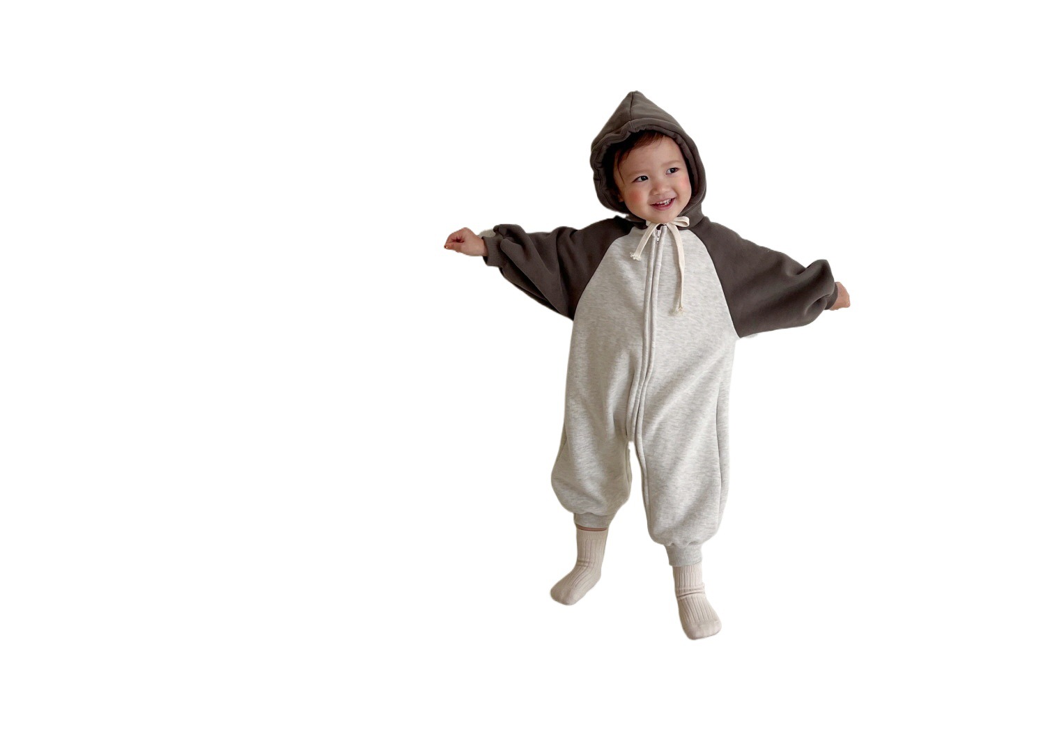 Estilo coreano niños y niñas primavera y otoño suéter de algodón con capucha larga escalada ins recién nacido casual mono suelto mameluco