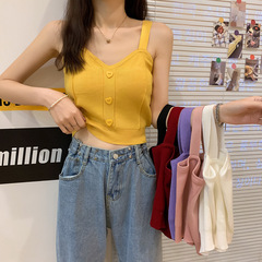 V-neck vest suspender women's 2024 new summer Korean style inner slim fit knitted bottoming top