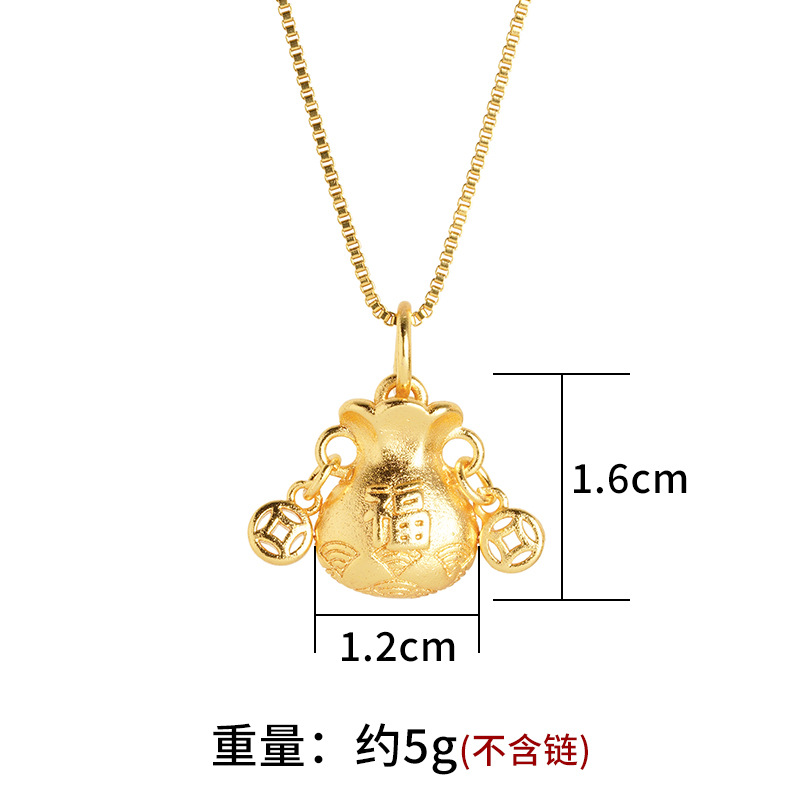 Vietnam arena oro fu carácter Lucky Bag colgante moneda de cobre no se desvanece durante mucho tiempo todo-juego Xiangyun estilo chino hombres y mujeres joyería