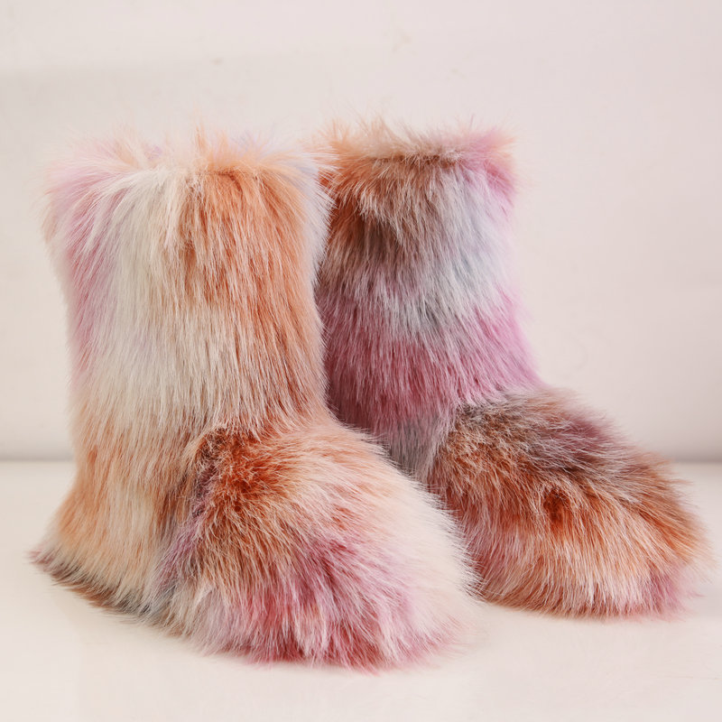 Fabricantes al por mayor 2025 primavera nuevo estilo tie-dye how botas de nieve otoño e invierno botas de piel al aire libre para mujer