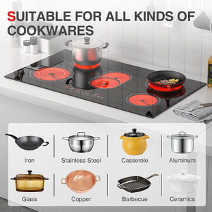 European and American standard multi-head five-head induction cooker electric ceramic stove embedded high-power kitchen electrical equipment pot wholesale