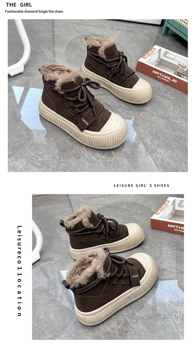 Winter Ankle Boots For Women Warm Cashmere Platform Trainers_voghion.com