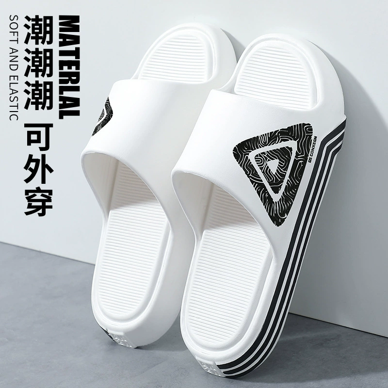 Мужские модные летние уличные нескользящие домашние тапочки из ЭВА на толстой подошве для пары