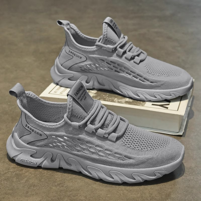 Zapatos de hombre 2025 nuevos zapatos de malla deportiva tejidos voladores de malla verano transpirables y desodorantes zapatos de moda casuales de trabajo de suela suave ligeros
