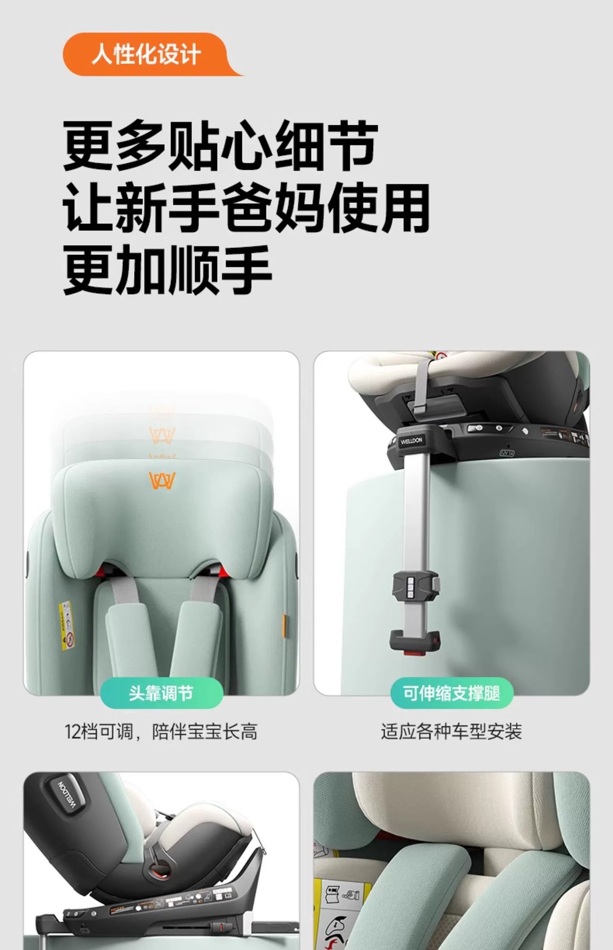 Welldon Huilun Smart Turn 2Pro+ Safety Seat for Babies Aged 0-7 Years, New National Standard Car Seat for Infants