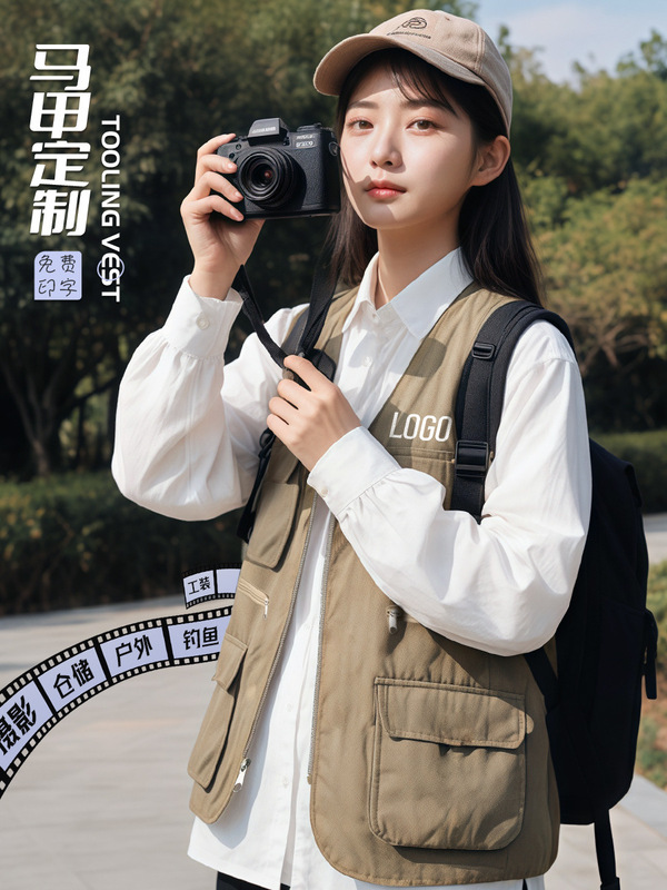 Photographer Vest Workwear Custom Logo Outdoor Crew Director Reporter Videographer Event Multi-Pocket Vest Photographer Vest Workwear Custom Logo Outdoor Crew Director Reporter Videographer Event Multi-Pocket Vest