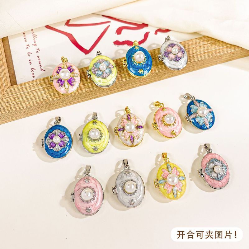 ペンダントパールラウンドレトロフォトボックスネックレスペンダント新中国風中国風エナメルカラーハイエンドアクセサリー|undefined