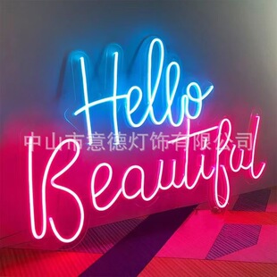 English Alphabet Background Wall Text Copywriting Internet Celebrity Wall Neon Light Luminous Letters Bar Decoration Styling Light Wall Customization