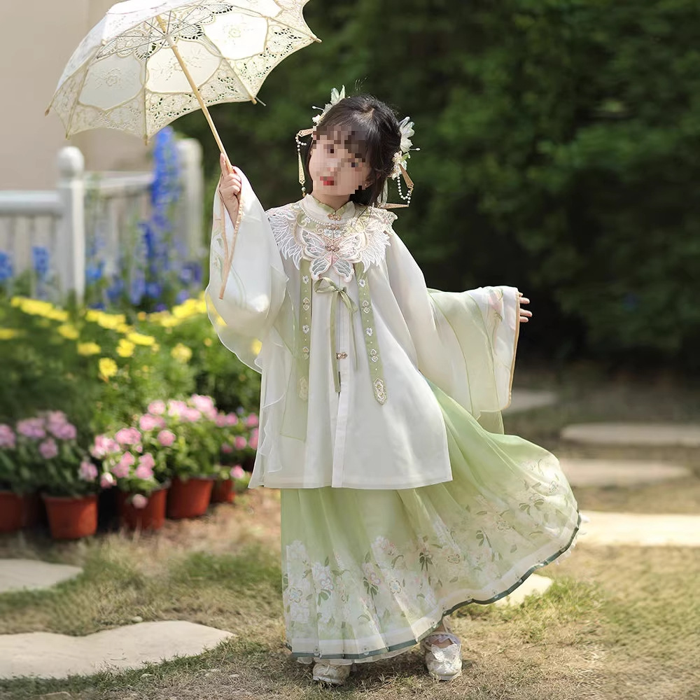 Collar, autumn children's Hanfu, set