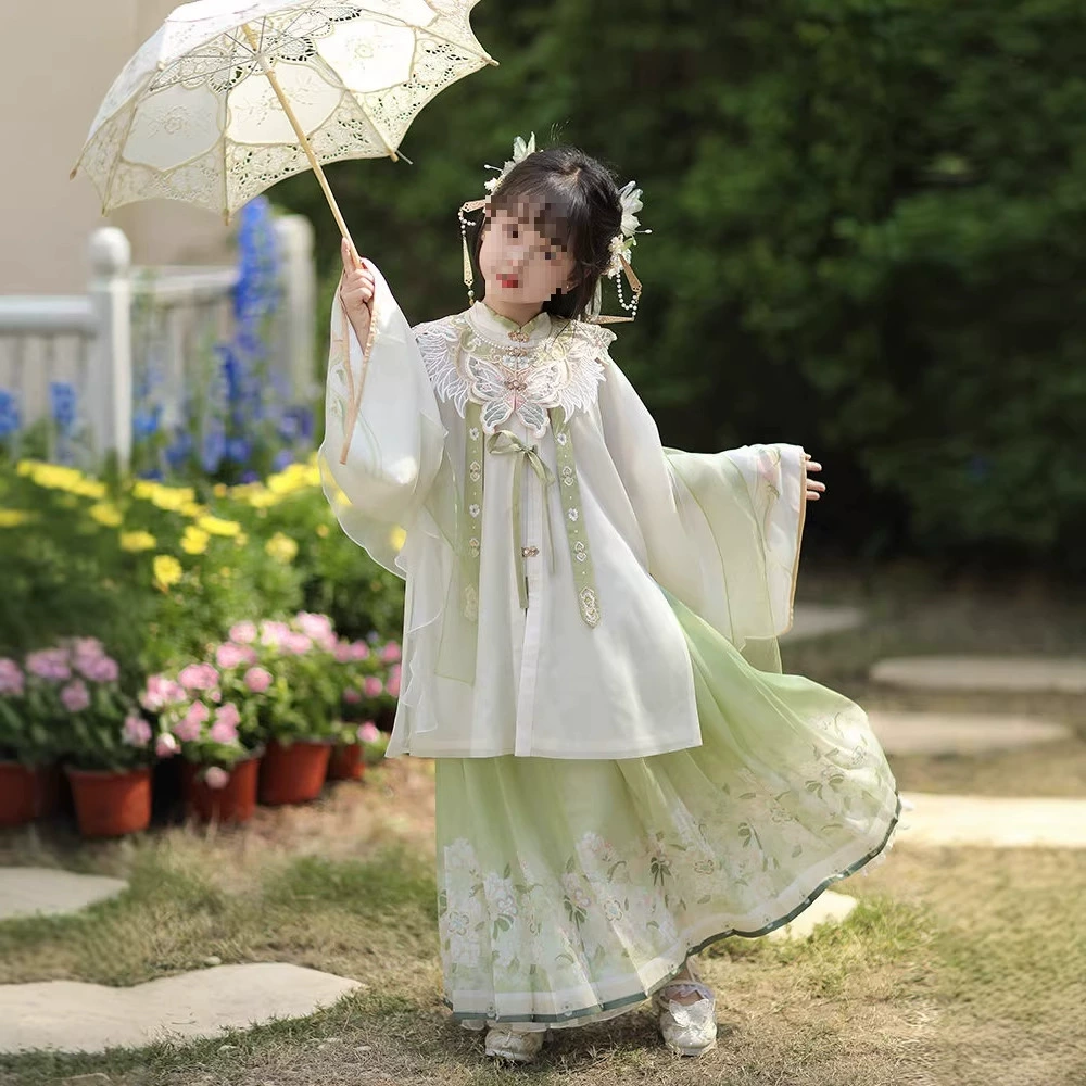 Collar, autumn children's Hanfu, set