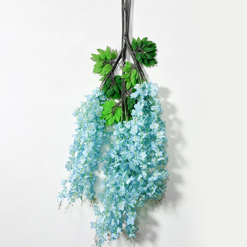 Explosiones transfronterizas simulación de flores de wisteria encriptada decoración de bodas colgantes flores de frijoles falsas flores de viña pasarela colgantes flores de wisteria