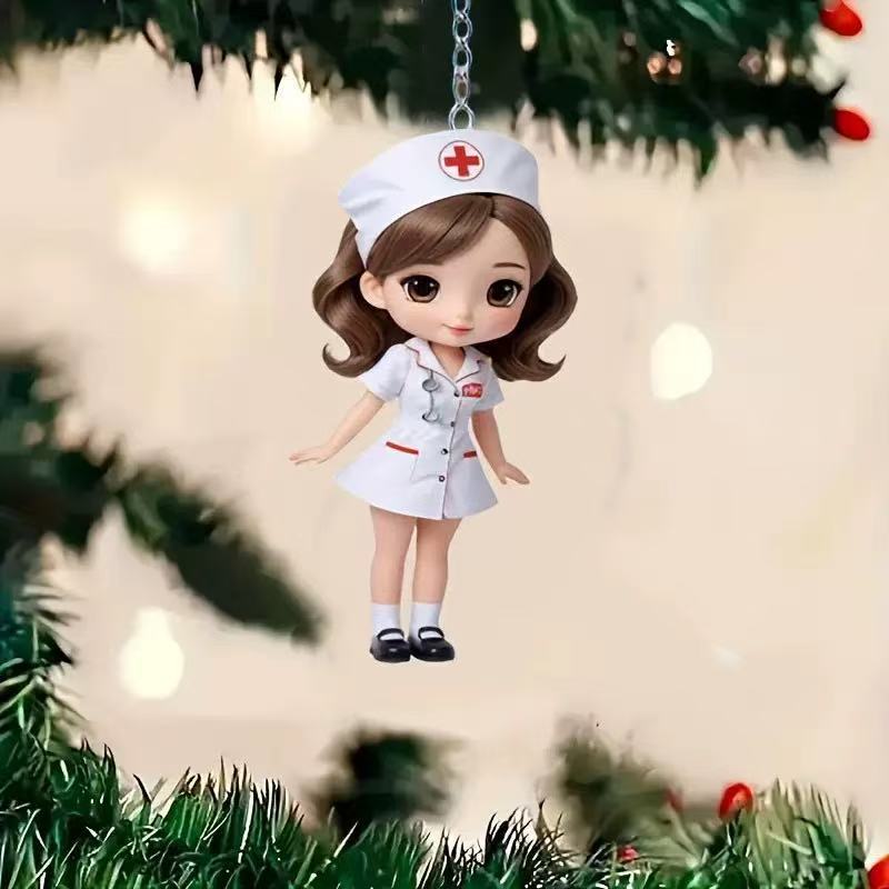 Decoración transfronteriza. El nuevo modelo. Acrílico lindo enfermera pequeña hermana accesorios colgante llavero nuevo bolso de regalo
