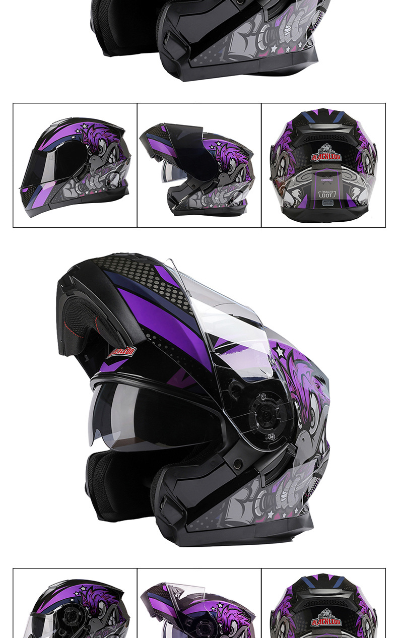 Bld Cross-Border Wholesale Bailide Motorcycle Helmet Flip-Up Visor Anti-Fog Breathable All-Season Full-Face Helmet