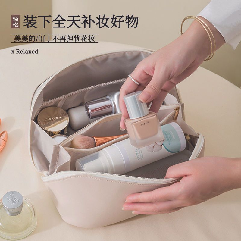 Free Shipping Factory Direct Sales Satchel Cosmetic Bag High-Looking Female Large-Capacity Waterproof Toiletry Bag Pu Cosmetic Bag Satchel