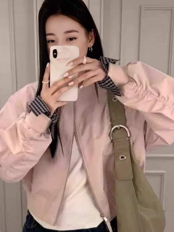 2025高端欧货秋季新款百搭圆领棒球服外套小个子宽松高级感夹克女|undefined