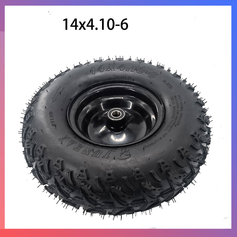 ATV四轮沙滩车 真空胎6寸14x4.10-6轮胎带轴承轮毂卡丁车配件拖车