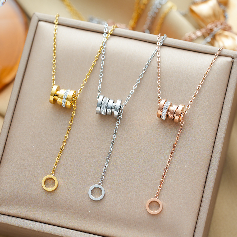 Cross-border Hot Sale Elegant and Personalized Women's Pure Titanium Steel Necklace with Electrolysis 18K Gold Clavicle Chain Necklace Jewelry Fadeless