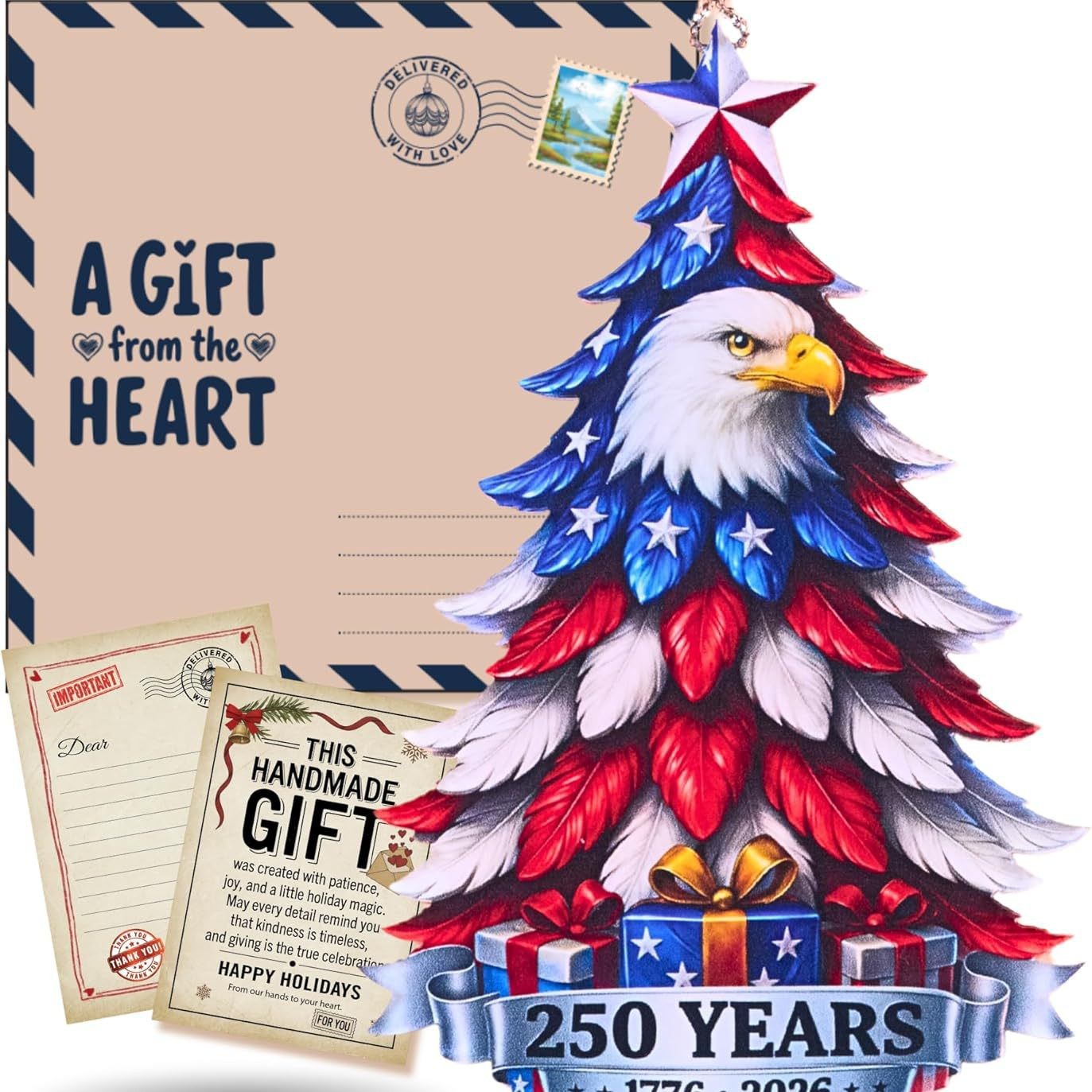 Decoración del 250 aniversario de la fundación de los Estados Unidos - Decoración del árbol de Navidad del Día de la Independencia de la Estatua de la Libertad 2D plana