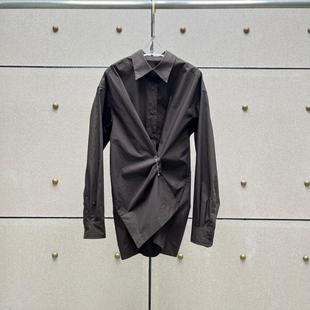 2024 Shenzhen Nanyou High-end Women's Wear Autumn and Winter New Irregular Design Niche Shirt Loose All-match Top