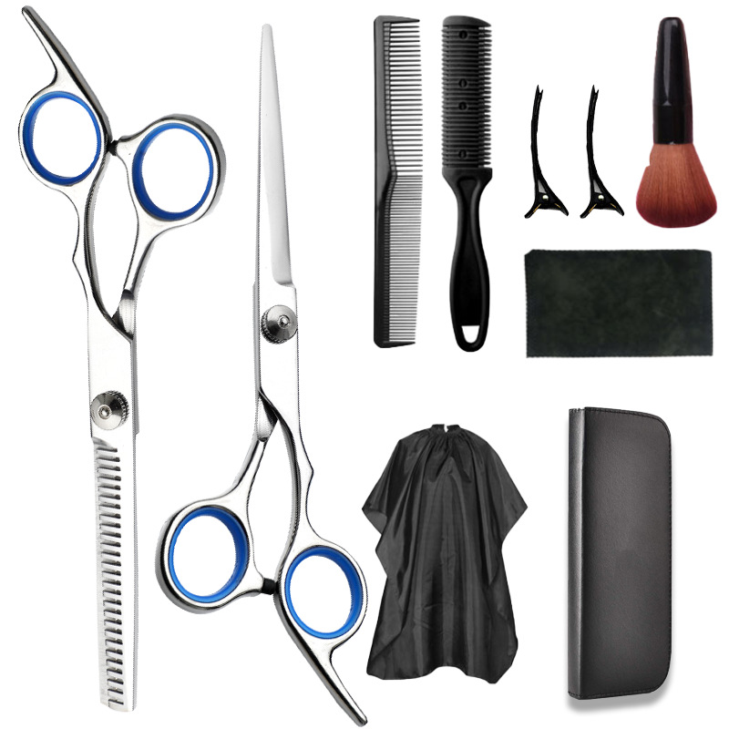 Juego de tijeras de peluquería de acero inoxidable para peluqueros, tijeras planas para adelgazar, tijeras de peluquería domésticas, tijeras de peluquería afiladas