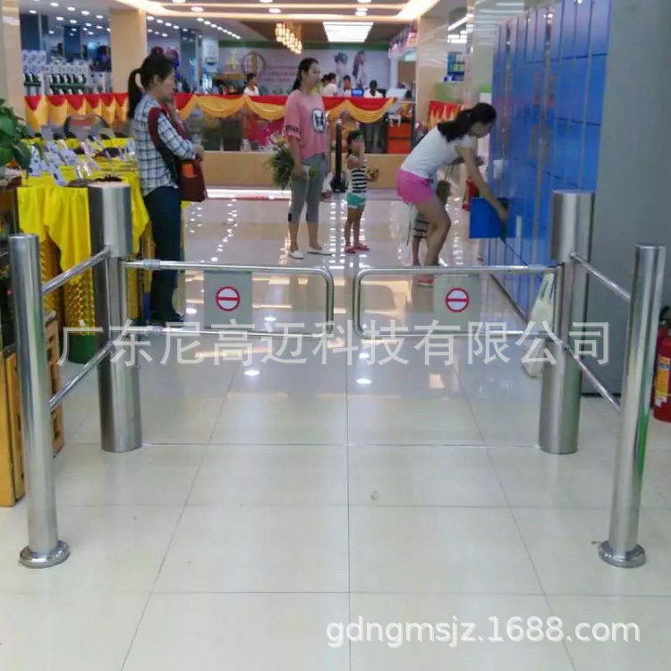 自动单向感应门旋转闸机超市医院进出不锈钢摆动匝机机械三辊转匝