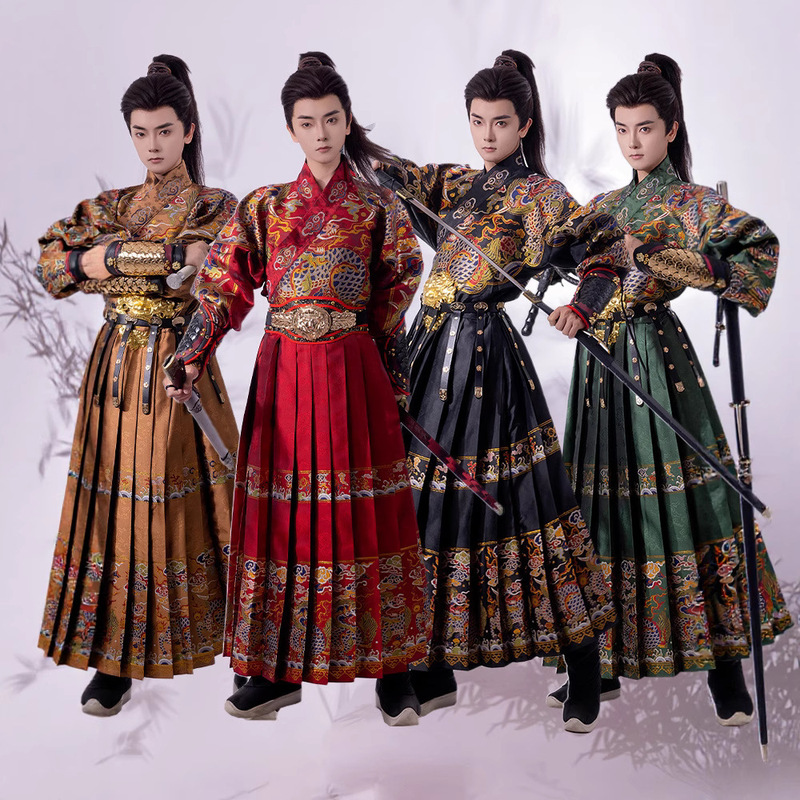 [Lingyun] New Ming-Style Hanfu for Men and Women, Embroidered Spring Knife, Tassel, Flying Fish Suit, Brocade Guard