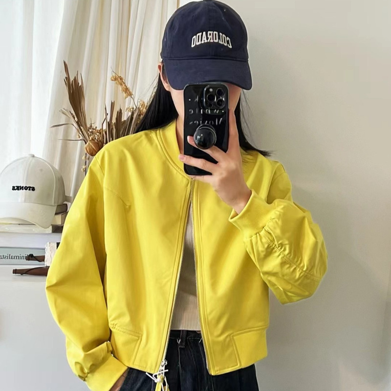 2025 Autumn New Korean Fashion Round Neck Baseball Jacket Short Coat Women's Loose Casual Versatile Jacket Top Trend